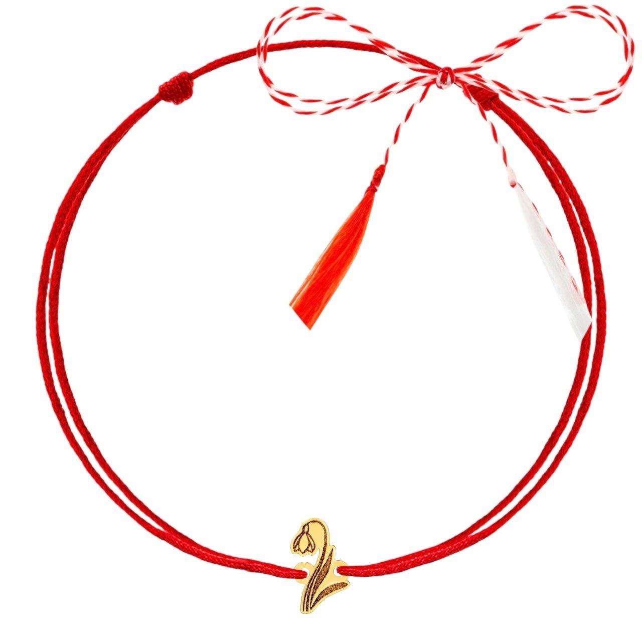 Martisor tip bratara, auriu, cu ghiocel, placat cu aur, din argint 925 C1 - Pursehuit.ro