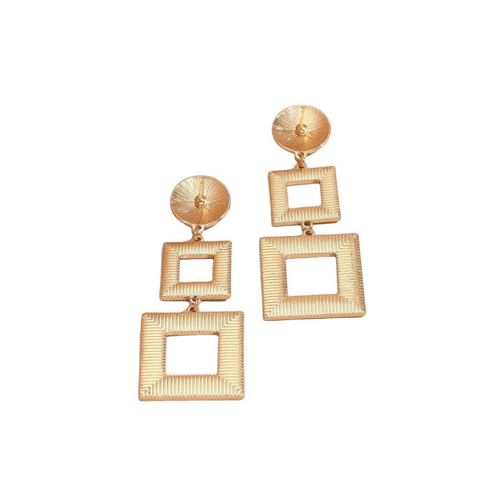Cercei aurii, cu forme geometrice, Abby C13 - Pursehuit.ro