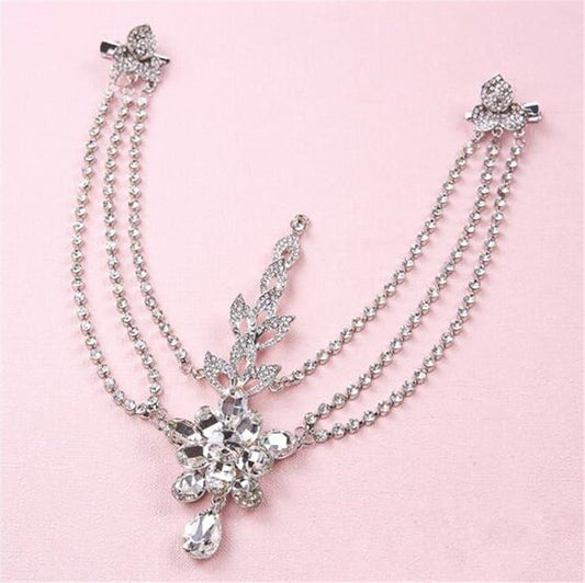 Accesoriu par, argintiu, cu lanturi si pietre, Madsgine C7 - Pursehuit.ro