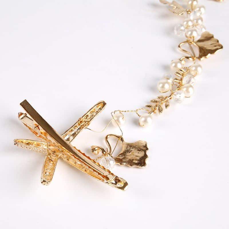 Accesoriu par, auriu, cu stea de mare si perle, Nicolette C13 - Pursehuit.ro