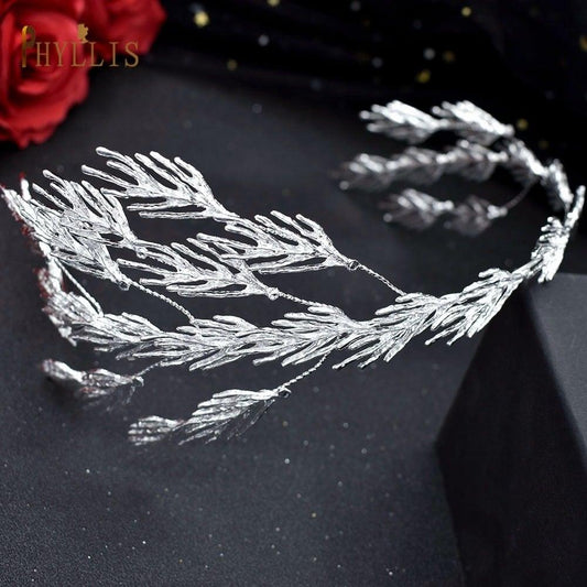 Accesoriu de par, argintiu, cu crengute, Brigita C7 - Pursehuit.ro