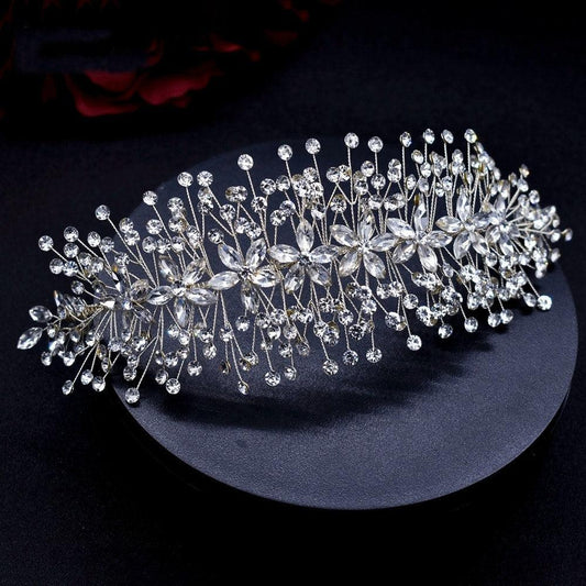 Accesoriu de par argintiu, cu flori si pietre, Bastian C8 - Pursehuit.ro