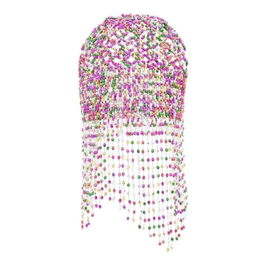 Accesoriu de par, argintiu, cu margelute roz si verzi, Andersine C10 - Pursehuit.ro