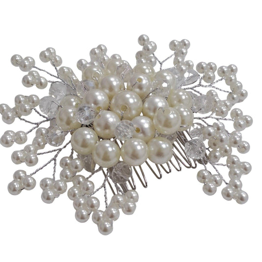 Accesoriu de par, argintiu, cu perle, Karene C12 - Pursehuit.ro