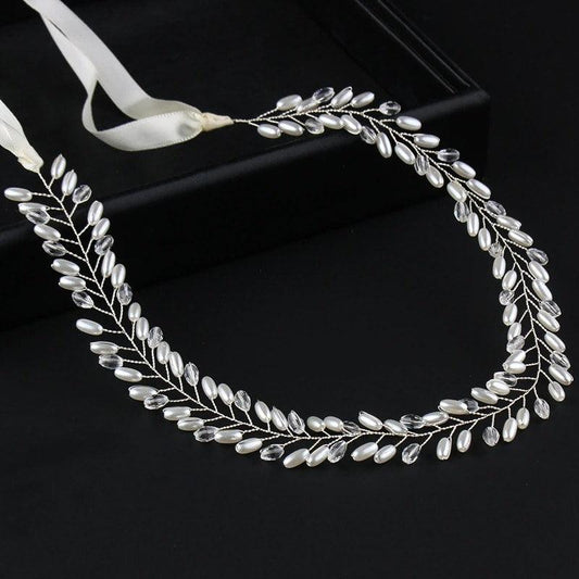 Accesoriu de par, argintiu, modelator, cu perle, Elissa C6 - Pursehuit.ro