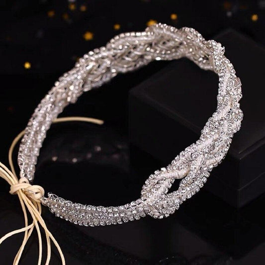 Accesoriu de par, argintiu, modelator, impletit, cu pietre, Tiana C11 - Pursehuit.ro