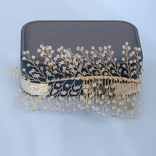 Accesoriu de par, auriu, cu cristale, Maksim C4 - Pursehuit.ro