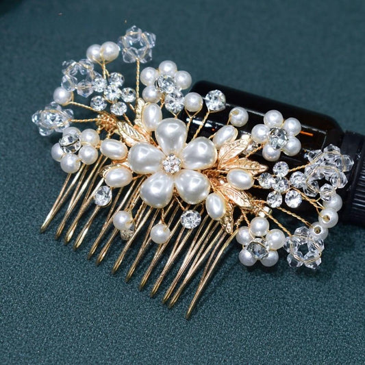 Accesoriu de par, auriu, cu perle si pietre, Heikki C4 - Pursehuit.ro