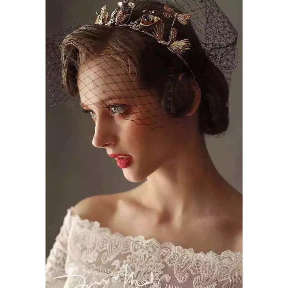 Accesoriu de par, auriu, modelator, cu frunzulite si cristale, Mailyn C7 - Pursehuit.ro