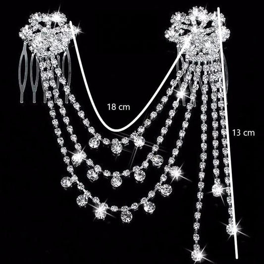 Accesoriu par, argintiu, cu lanturi si pietre, Edvarda C10 - Pursehuit.ro