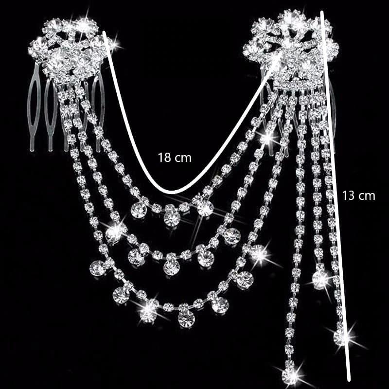 Accesoriu par, argintiu, cu lanturi si pietre, Edvarda C10 - Pursehuit.ro