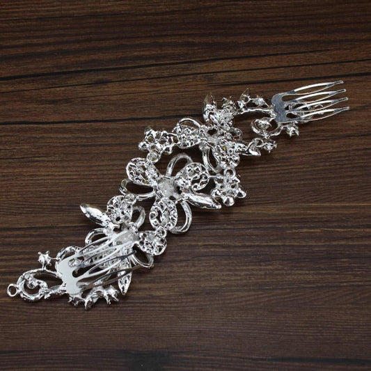 Accesoriu par, argintiu, cu flori si pietre, Annabel C4 - Pursehuit.ro