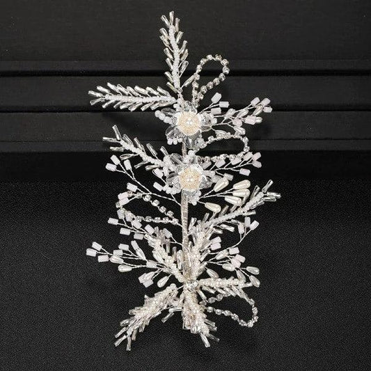 Accesoriu par, argintiu, cu flori si pietre, Helen C6 - Pursehuit.ro