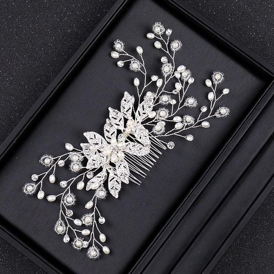 Accesoriu par, argintiu, cu pietre si perle, Mebel C9 - Pursehuit.ro