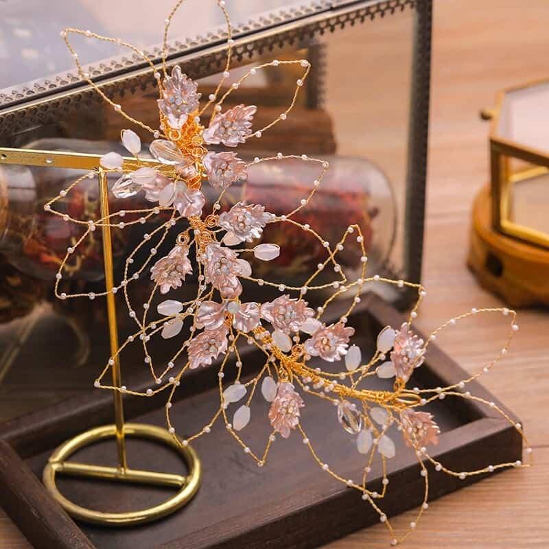 Accesoriu par, auriu, cu flori, Magaretha C4 - Pursehuit.ro