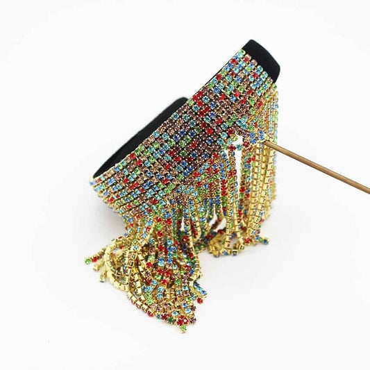 Bentita cu franjuri si pietre multicolore, Majbrit C3 - Pursehuit.ro