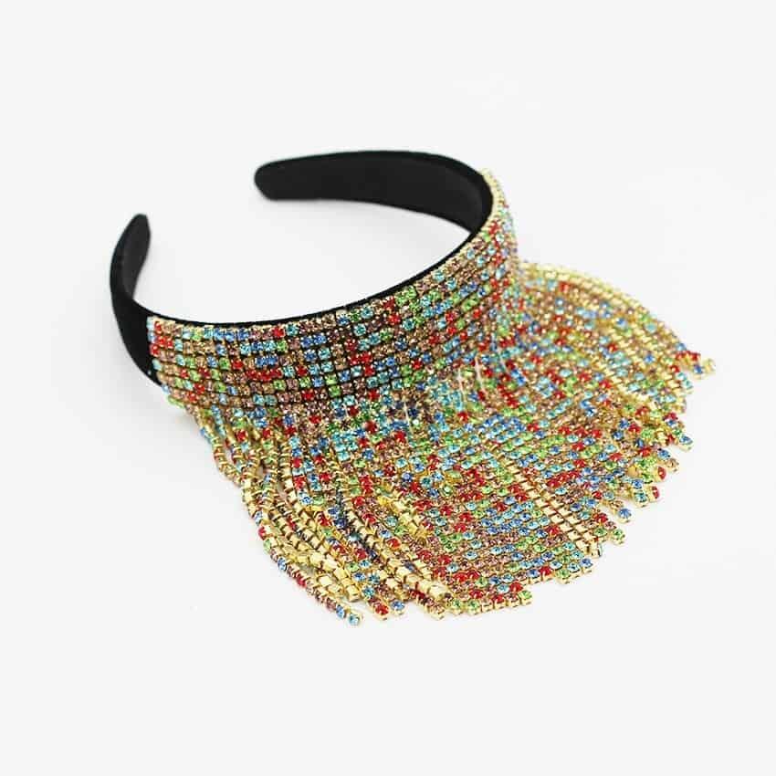 Bentita cu franjuri si pietre multicolore, Majbrit C3 - Pursehuit.ro