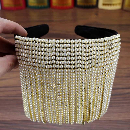 Bentita neagra, cu perle si franjuri, Jolantha C2 - Pursehuit.ro