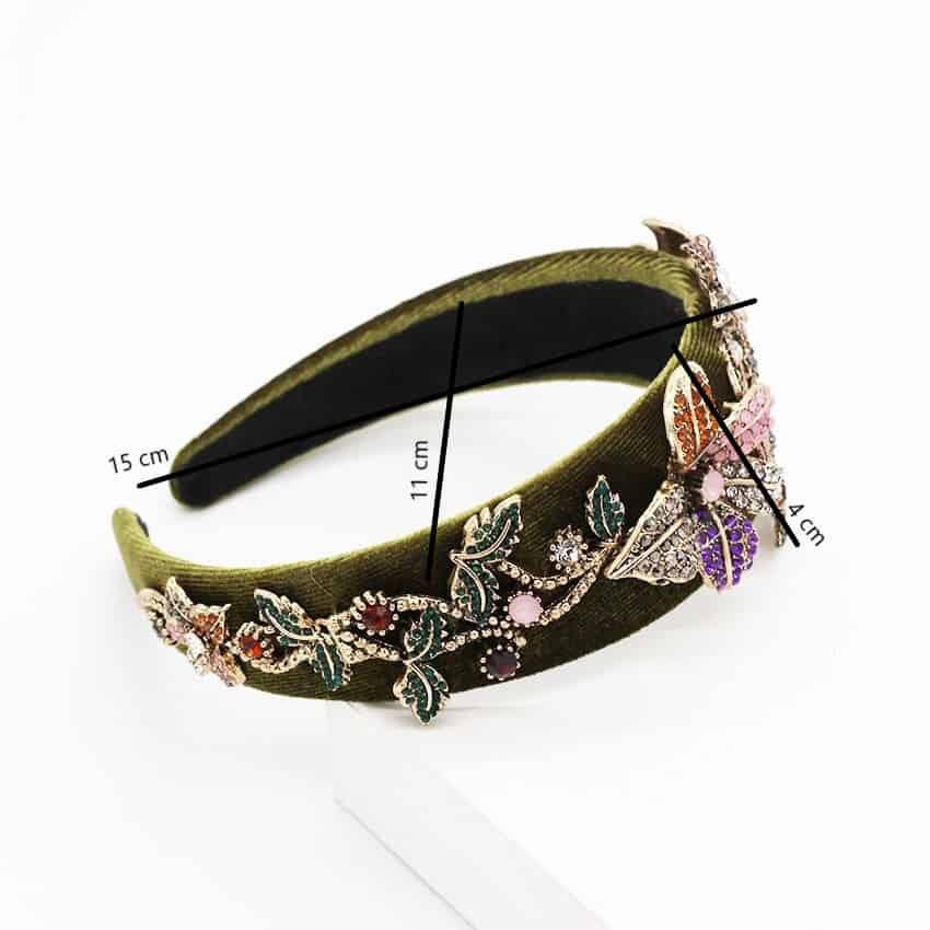 Bentita verde, cu pietre si flori, Cathina C3 - Pursehuit.ro