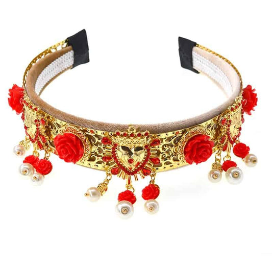 Bentita neagra, stil baroc, cu metal auriu si cu pietre, Dilja C5 - Pursehuit.ro