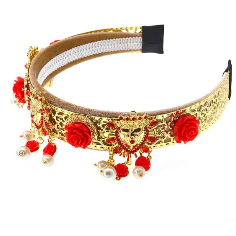 Bentita neagra, stil baroc, cu metal auriu si cu pietre, Dilja C5 - Pursehuit.ro