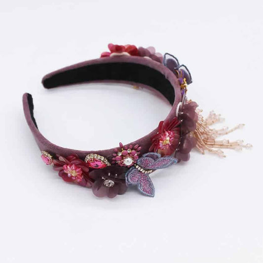 Bentita mov, cu fluturi si flori, Majlene C1 - Pursehuit.ro