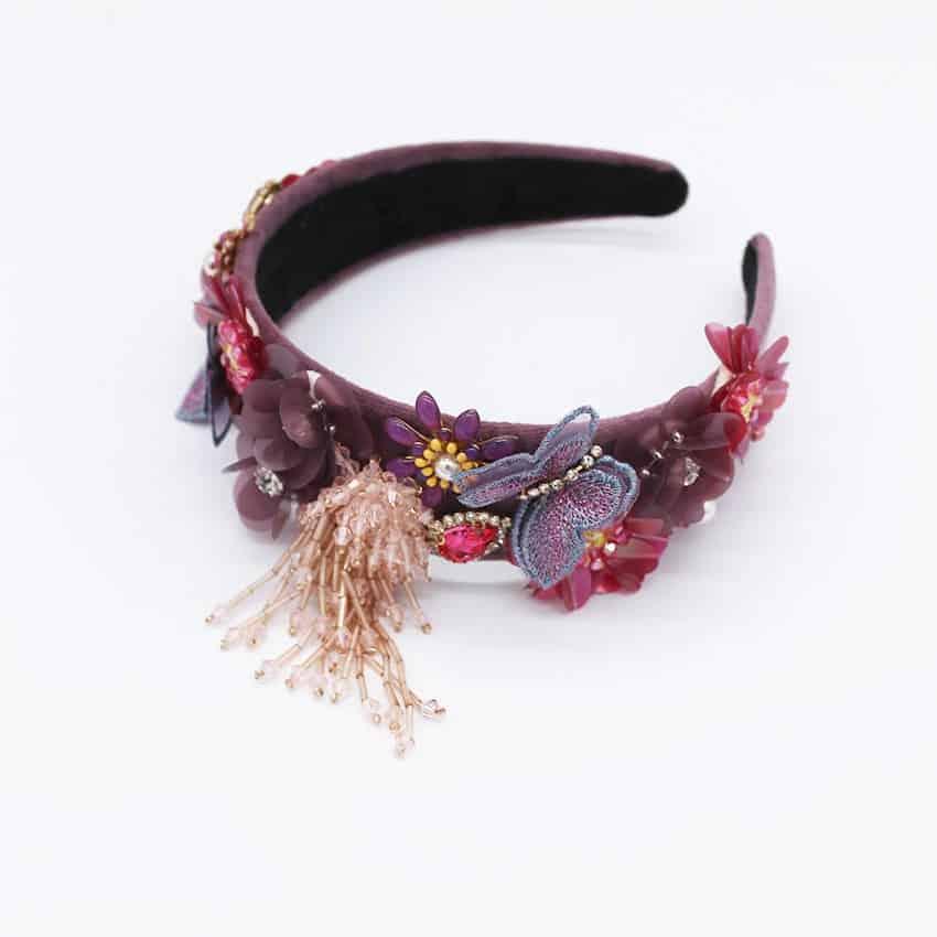 Bentita mov, cu fluturi si flori, Majlene C1 - Pursehuit.ro