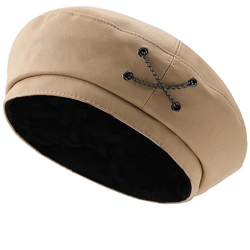 Bereta bej, din piele ecologica, Elisia - Pursehuit.ro