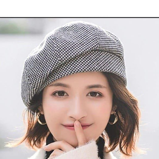 Bereta gri, carouri, Meril - Pursehuit.ro