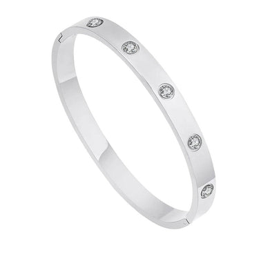 Bratara argintie, suflata cu aur 14k, cu pietre din zirconiu, Salina C3 - Pursehuit.ro