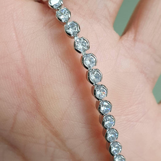 Bratara argintie, tennis, reglabila, cu pietre din zirconiu, Renate C3 - Pursehuit.ro