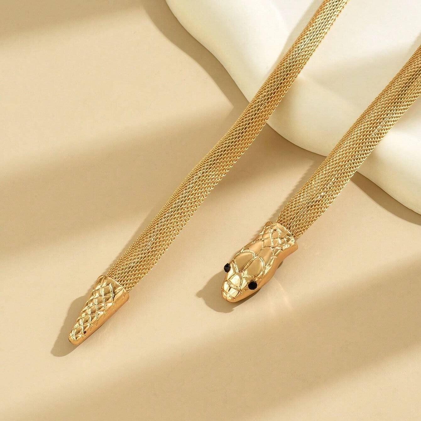 Bratara aurie, flexibila, forma de sarpe, Patrizia C9 - Pursehuit.ro