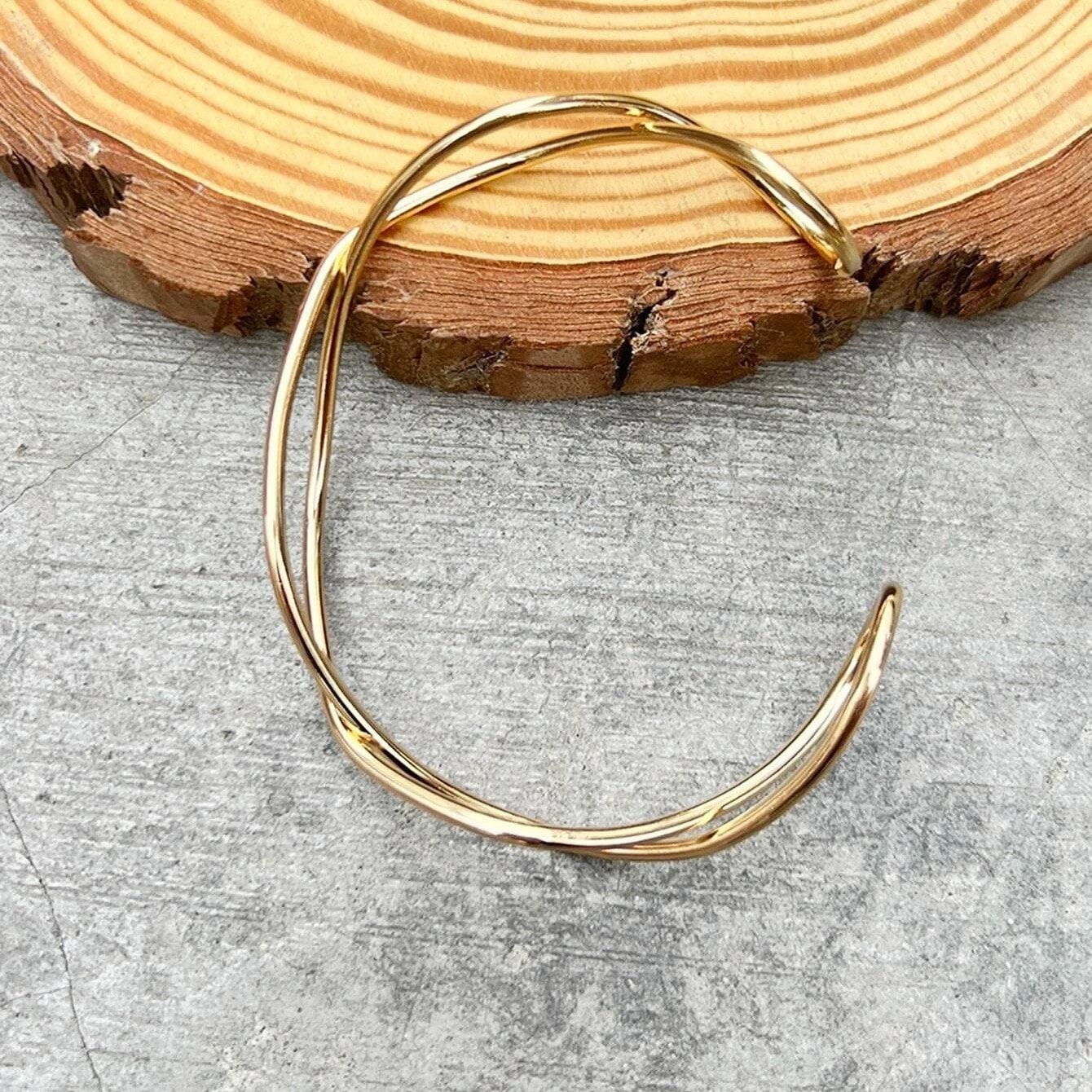 Bratara aurie, reglabila, impletita, Pascale C7 - Pursehuit.ro