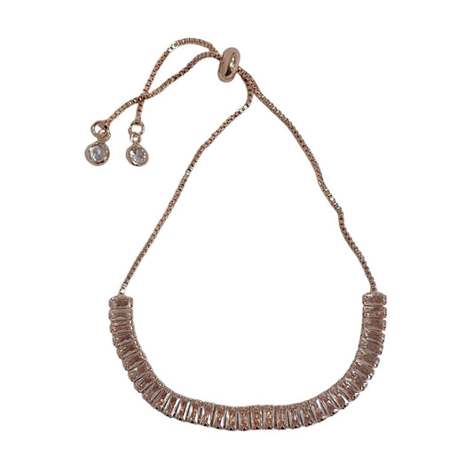 Bratara rose gold, suflata cu aur 14k, cu pietre din zirconiu, Saki C3 - Pursehuit.ro