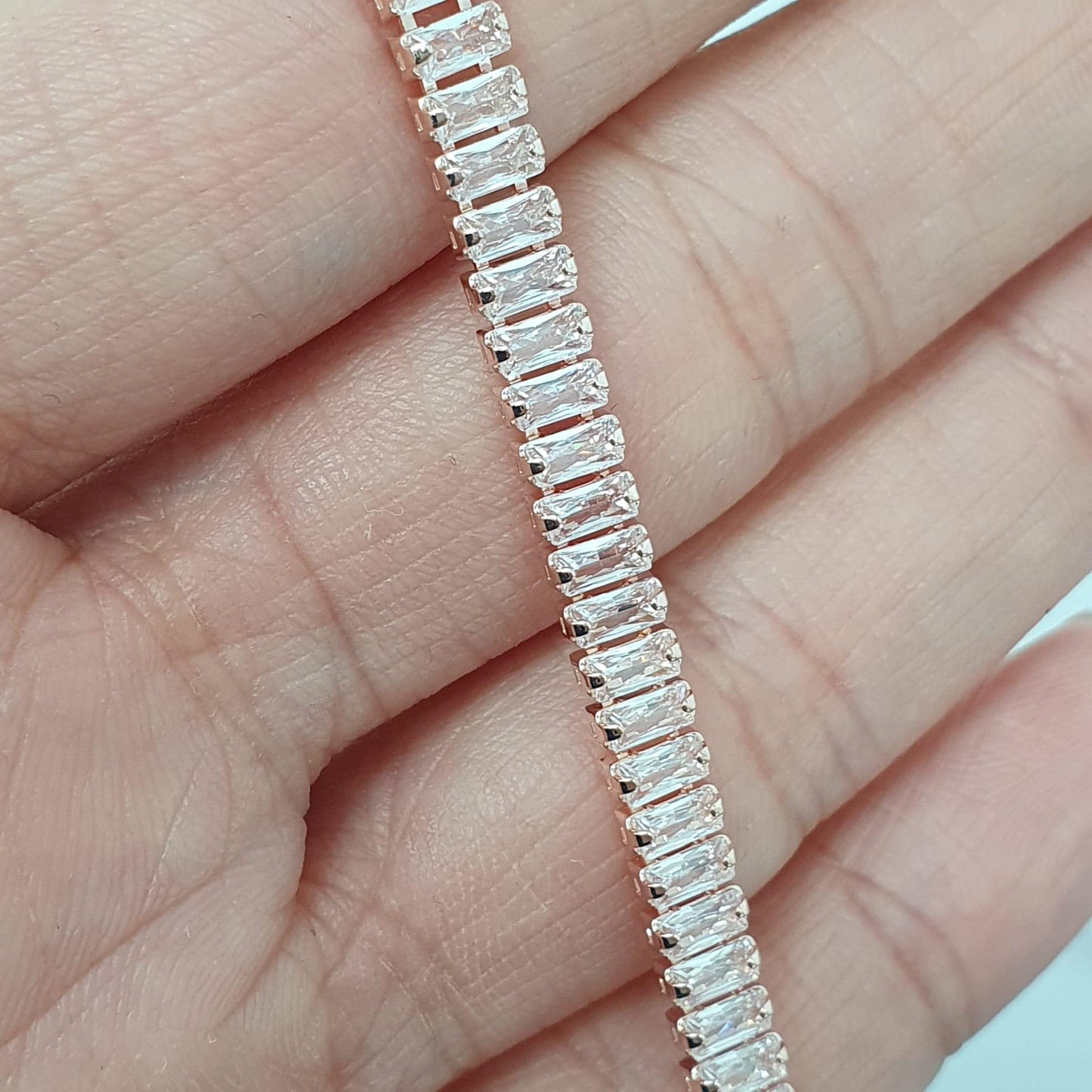 Bratara rose gold, suflata cu aur 14k, cu pietre din zirconiu, Saki C3 - Pursehuit.ro