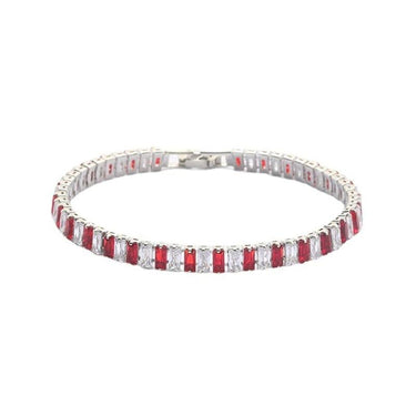 Bratara tennis, argintie, cu pietre rosii din zirconiu, Hope C1 - Pursehuit.ro