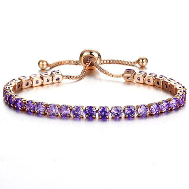 Bratara tennis, rose gold, cu pietre mov, Sebbor C1 - Pursehuit.ro