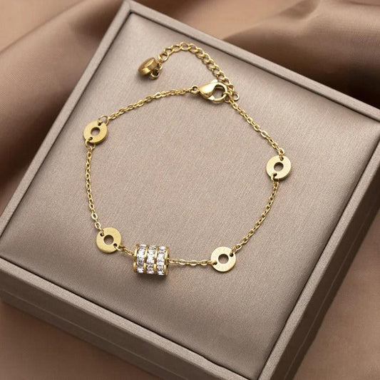 Bratara aurie, din otel inoxidabil, suflata cu aur 18k, Bentina C2 - Pursehuit.ro