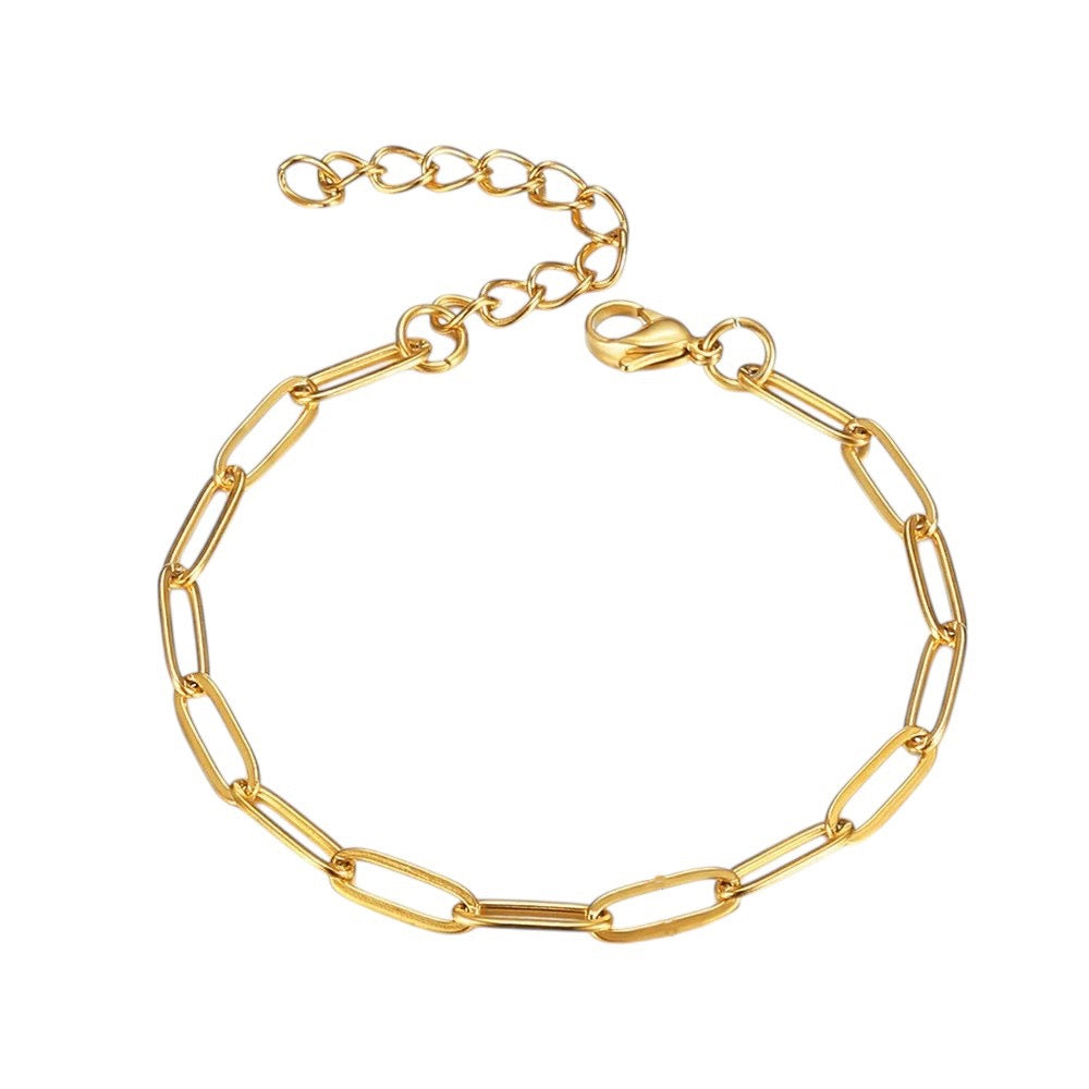 Bratara aurie, din otel inoxidabil 316L, placata cu aur 18K PVD, cu zale delicate, Jimmy C7