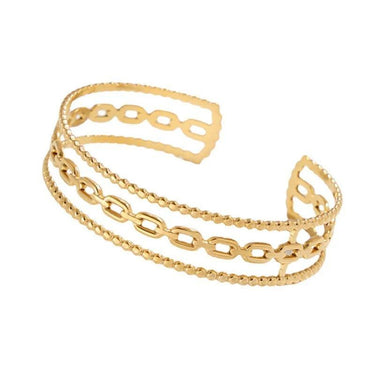 Bratara aurie, din otel inoxidabil, suflata cu aur 18k, reglabila, Crystal C10 - Pursehuit.ro