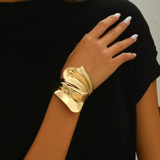 Bratara aurie, textura sifonata, Charlize C24 - Pursehuit.ro