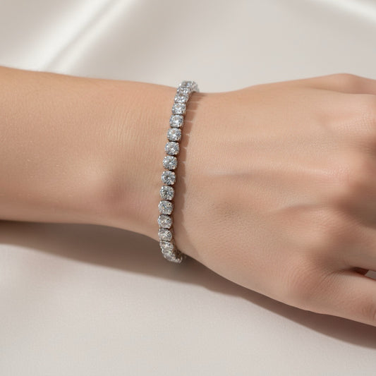 Bratara tennis, argintie, cu pietre din zirconiu, Idda C1