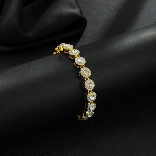 Bratara tennis luxury, aurie, cu pietre, Christa C24 - Pursehuit.ro