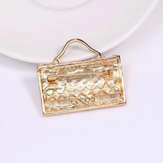 Brosa aurie, forma geanta, cu perle, Drusilla C2 - Pursehuit.ro