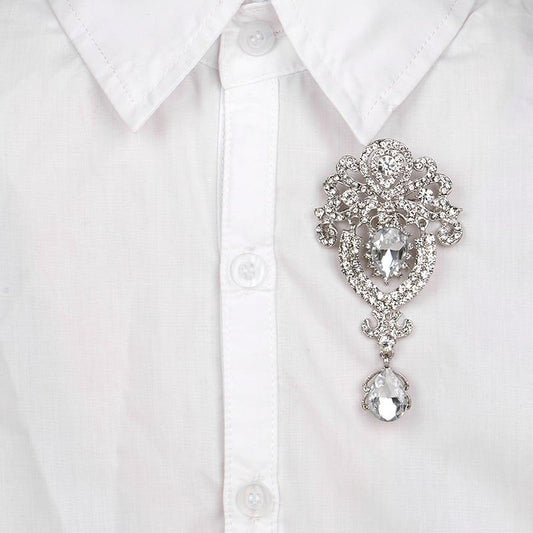 Brosa argintie, masiva, cu pietre, Maline C1 - Pursehuit.ro