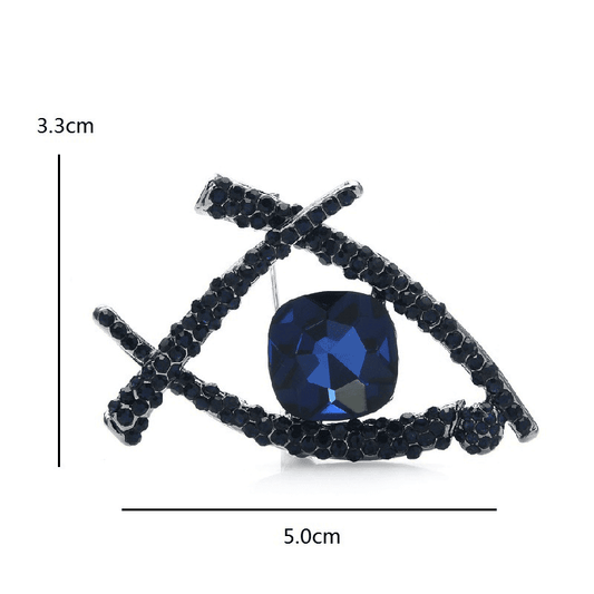 Brosa argintie, cu pietre albastre, forma de ochi stilizat, Isolde C2 OUT - Pursehuit.ro