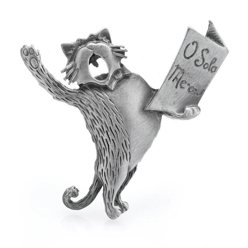 Brosa argintie, forma de motan cantaret, Lilibeth C2 - Pursehuit.ro