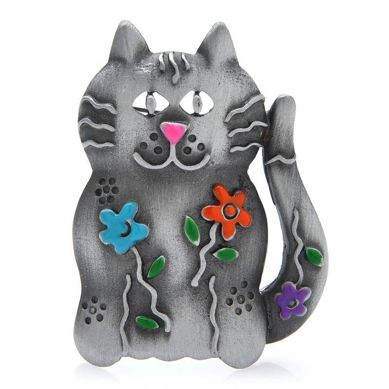 Brosa argintie, forma de pisica, Edla C2 - Pursehuit.ro