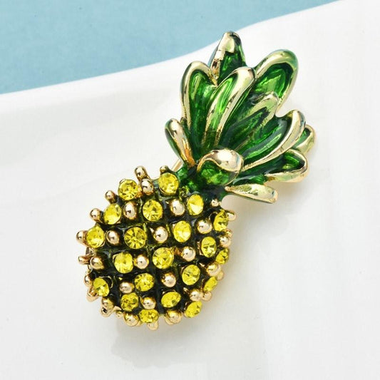 Brosa aurie, forma de ananas, cu pietre, Isse C2 - Pursehuit.ro
