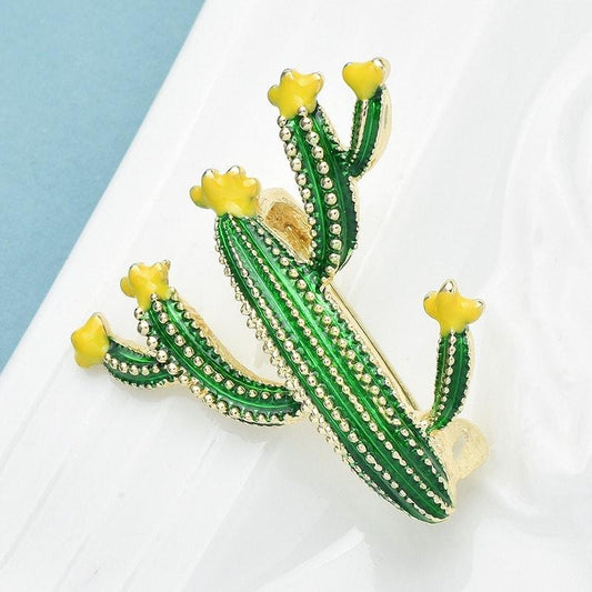 Brosa aurie, forma de cactus verde, Ivalde C2 OUT - Pursehuit.ro